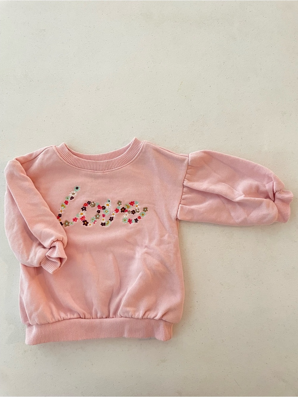 First Impressions Light Pink Floral "Love" Sweatshirt